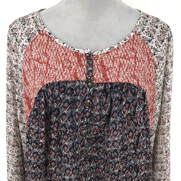 Lucky Brand Top Plus Size 2X Red Black White Sheer Chiffon Blouse Casual Career - Picture 15 of 16